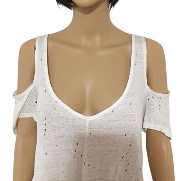 Olivaceous -- Cold Shoulder Linen Blend Top or Coverup - Picture 4 of 16